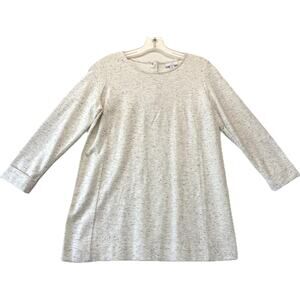 J JILL Ponte Knit Pullover Tunic Women's Size XS Heathered White Black Speckled
